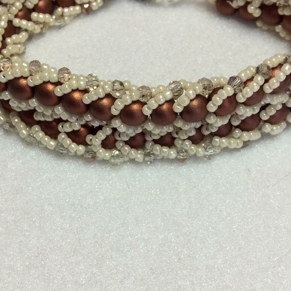 FINAL SALE PRICE Beaded Bracelet by CL Designs in Copper & Cream - Picture 2 of 4